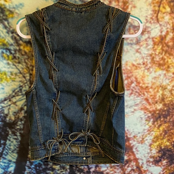 Free People Blue Denim Vest lace-up back like new - Picture 15 of 15